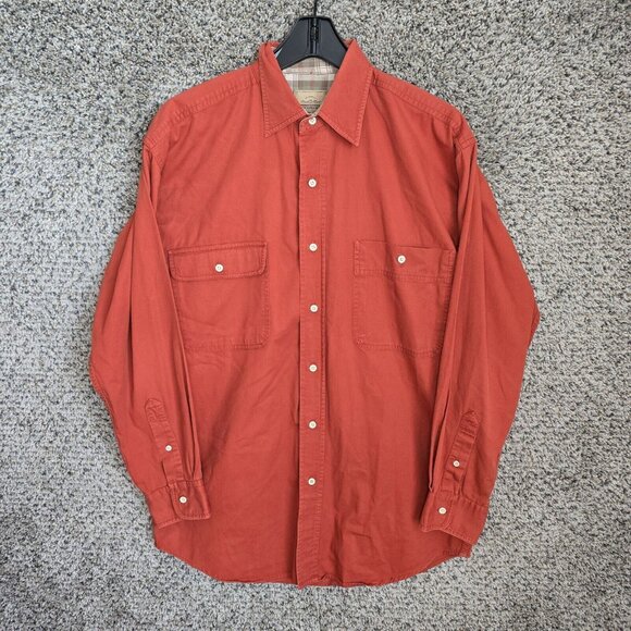 Duck Head Expedition Shirt Mens‎ Medium Orange Button Up Pockets Casual Cotton - Picture 1 of 8